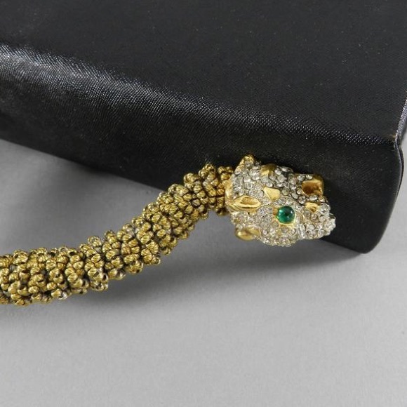Rare 60’s Black Jeweled Panther Head Clutch - Picture 4 of 7